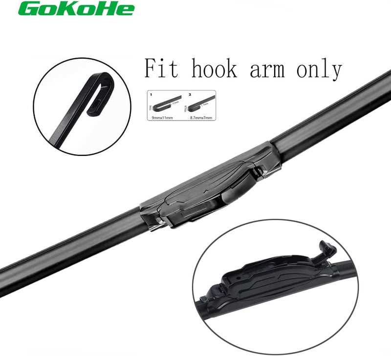 GoKoHe شفرات مساحات الزجاج الأمامي بجودة OEM مقاس 24" + 17" للسيارات دودج كاليبر 2007-2012 ليكزس LS460 LS600h 2008-2016 تويوتا RAV4 2006-2012 بريوس أفالون 2001-2013 - Image 2
